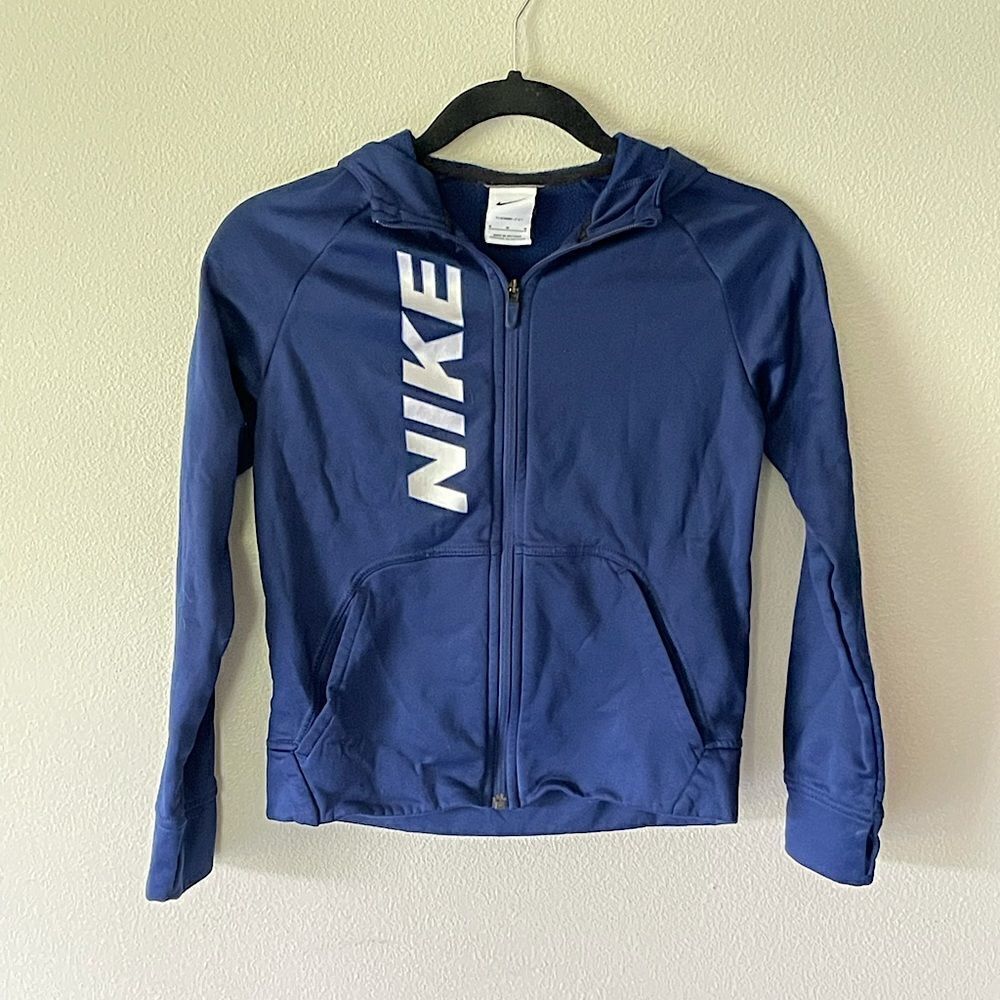 Nike Kids Blue Hooded Zip-Up. Size Medium.